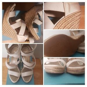 Jean-Michel Cazabat Woven Wedge Sandals Size 38.5